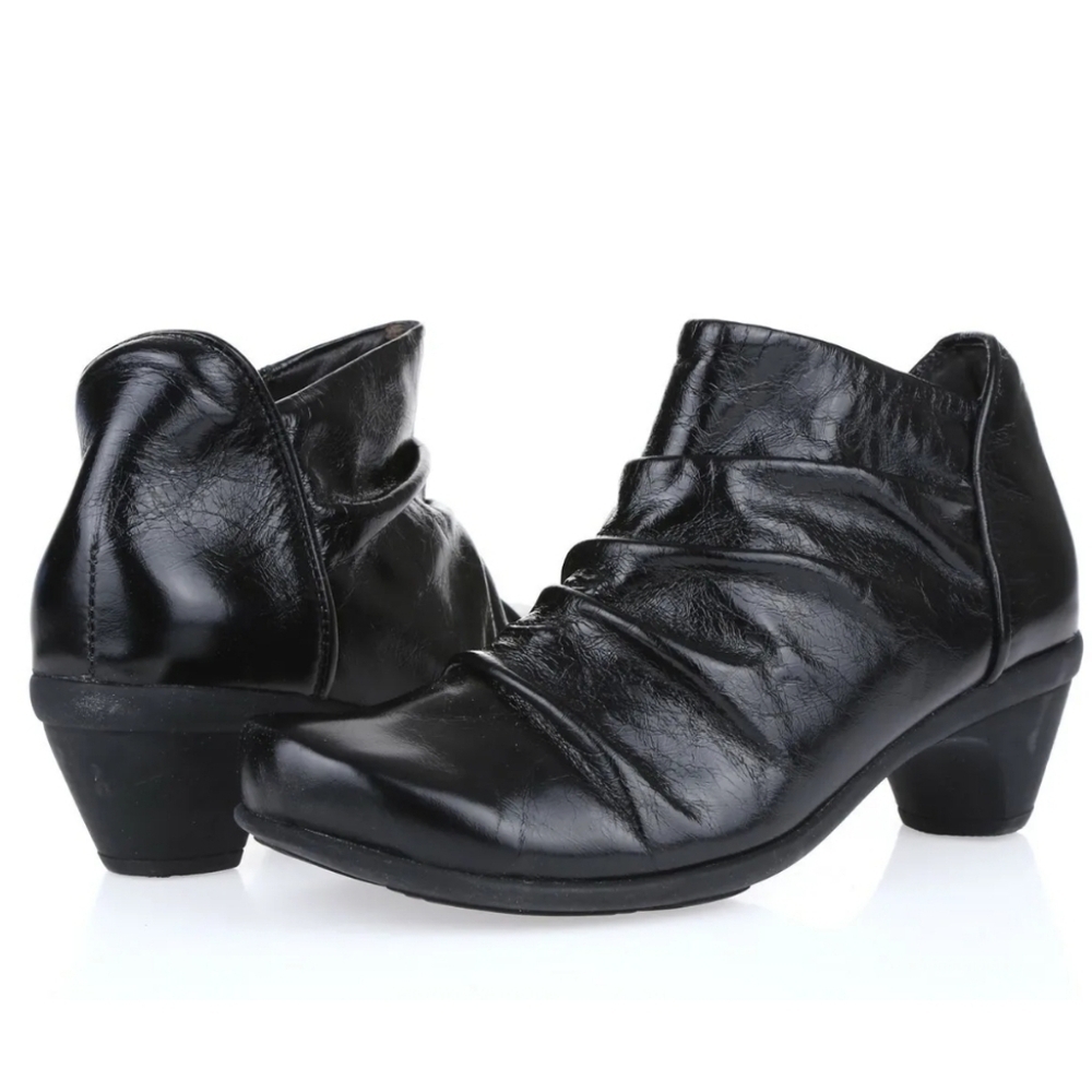 Naot Women Advance Glossy Ankle Leather Heels Boots shoes sz 40/9